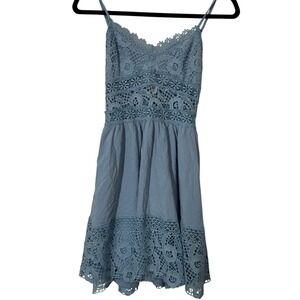 Rue21‎ XS Blue Lace Crochet Mini Dress Cottage Core Summer Beach